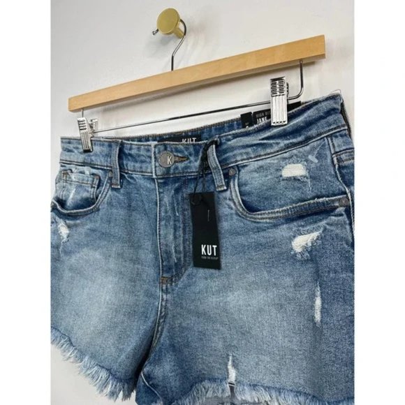 Kut from the Kloth Jane High Waist Distressed Fray Hem Denim Shorts Size: 2 NWT - Picture 4 of 12